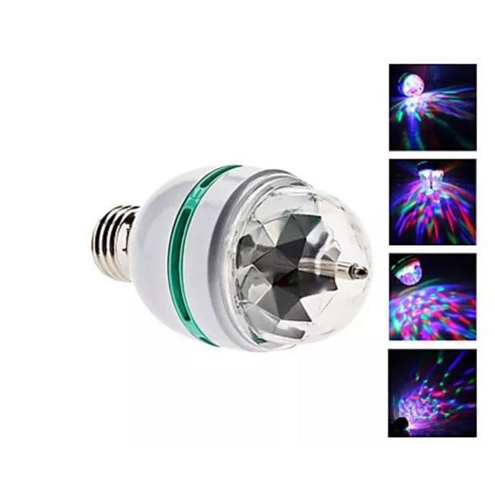 Lâmpada De Led Colorido Rotativa Giratória Bola Maluca Festa