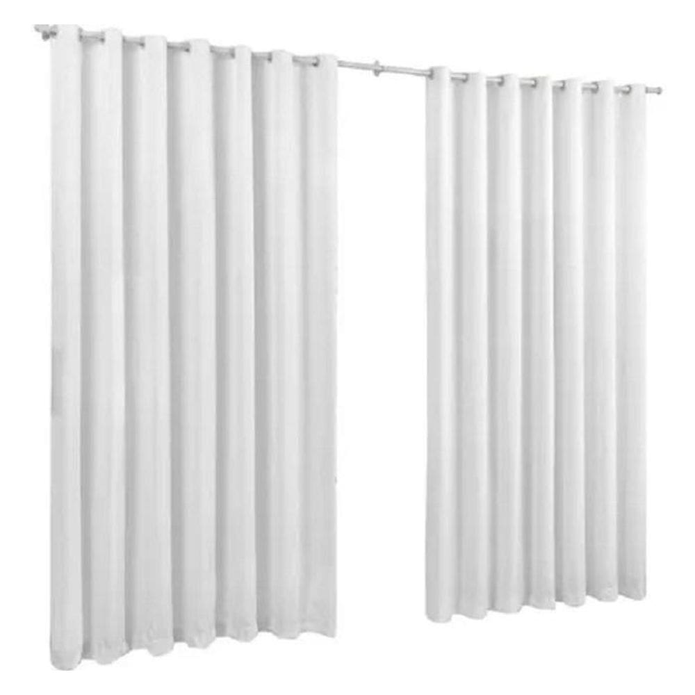 Cortina De Microfibra 3,00X2,50 Branco Ilhós Cromado