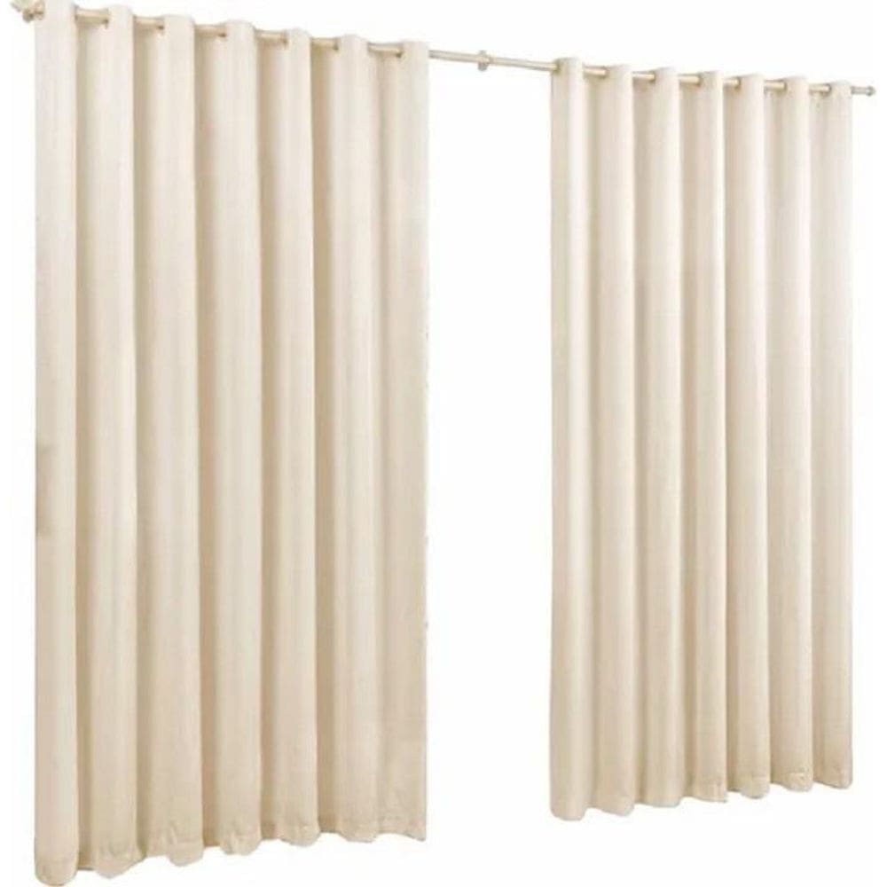 Cortina De Microfibra 3,00X2,80 Palha Ilhós Cromado