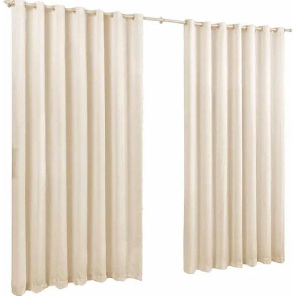 Cortina De Microfibra 3,00X2,80 Palha Ilhós Cromado