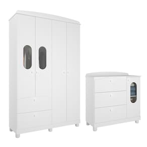 Jogo de Quarto Infantil Fofura Guarda Roupa e Cômoda - Permóbili Baby