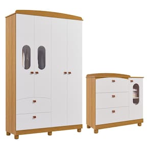Jogo de Quarto Infantil Fofura Guarda Roupa e Cômoda - Permóbili Baby