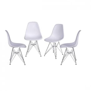 Conjunto 4 Cadeiras Eames DKR Base Cromada OR Design Branco