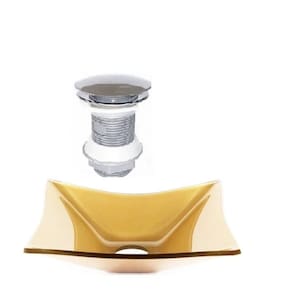 Cuba de Vidro Retangular 39cm + Valvula Click Dourado Real