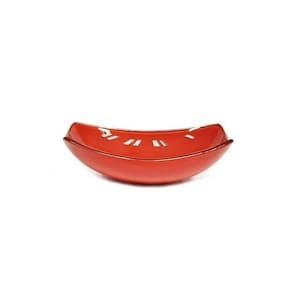 Cuba de Vidro Oval Chanfrada 46cm Vermelho