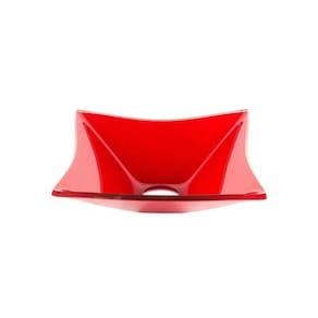 Cuba de Vidro Quadrada 31cm X 31cm X 13cm Vermelho Ferrari