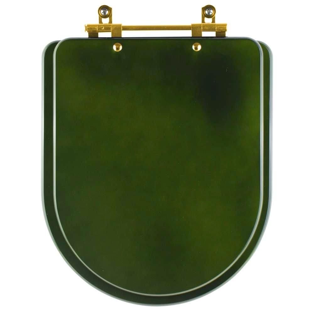 Assento Sanitário Carrara Verde Degrade para vaso Deca com Ferragem Dourada