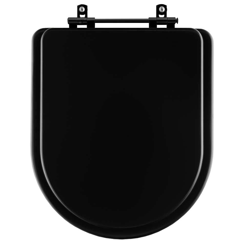 Tampa de Vaso Poliéster Carrara Preto (ebano) para vaso Deca com Ferragem Preta