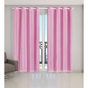 Cortina Voil Xadrez Sala, Quarto E Cozinha 3,00 X 2,80 Rosa