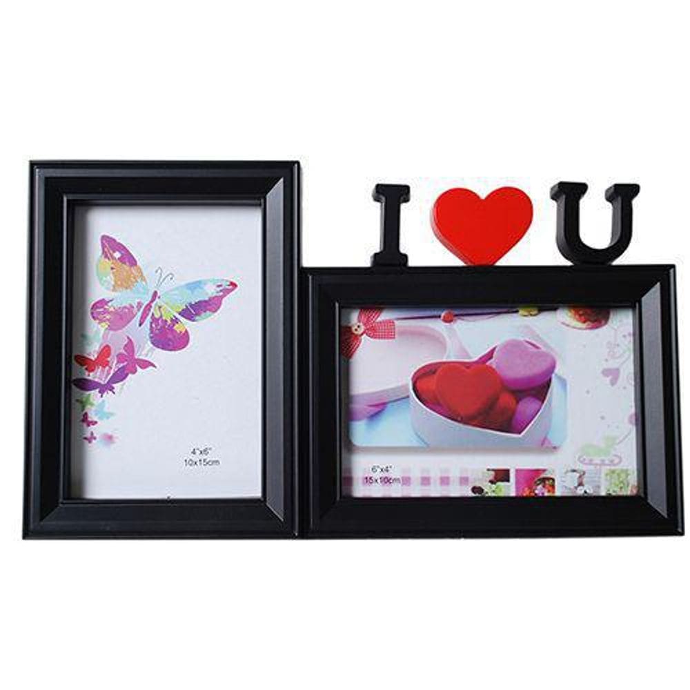 Porta Retrato Para 2 Fotos 10X15 Preto I Love You Pf-1033Po