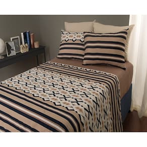 Jogo de Cama Duplo 140 Fios Realce Premium Akira Marrom Sultan