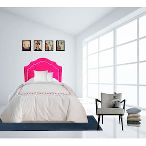 Cabeceira Solteiro Estofada Provençal em Veludo Pink com Tachas