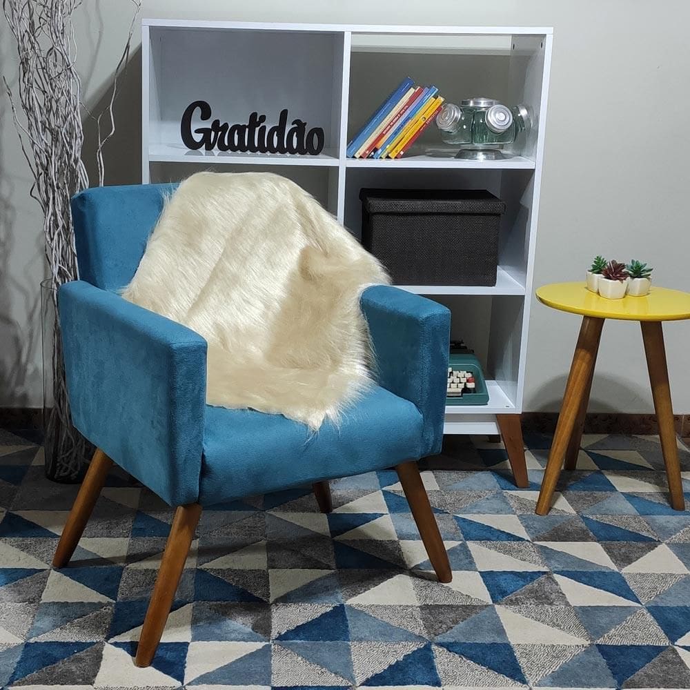 Manta Pelucia Pelo Alto Luxo Areia Newborn Sofá 80X50Cm