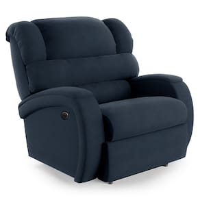 Poltrona do Papai Reclinável Napoli Controle Power Elétrico Veludo Azul FH1 - D`Rossi