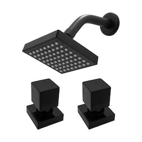 Kit Chuveiro Ducha Preto Fosco + 2 Acabamentos Registro Luxo
