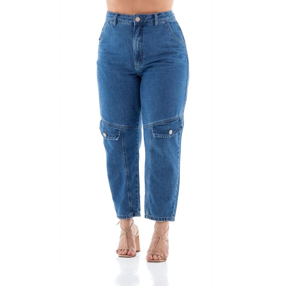 Calça Jeans Feminina Arauto Barrel Com Lapela