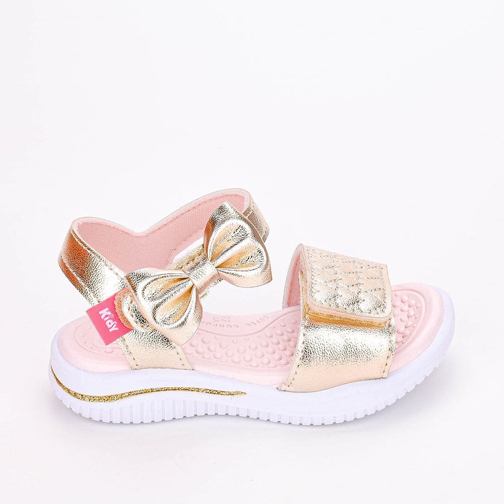 Sandália Infantil Kidy Fly Fecho Personalizado Laço Dourado