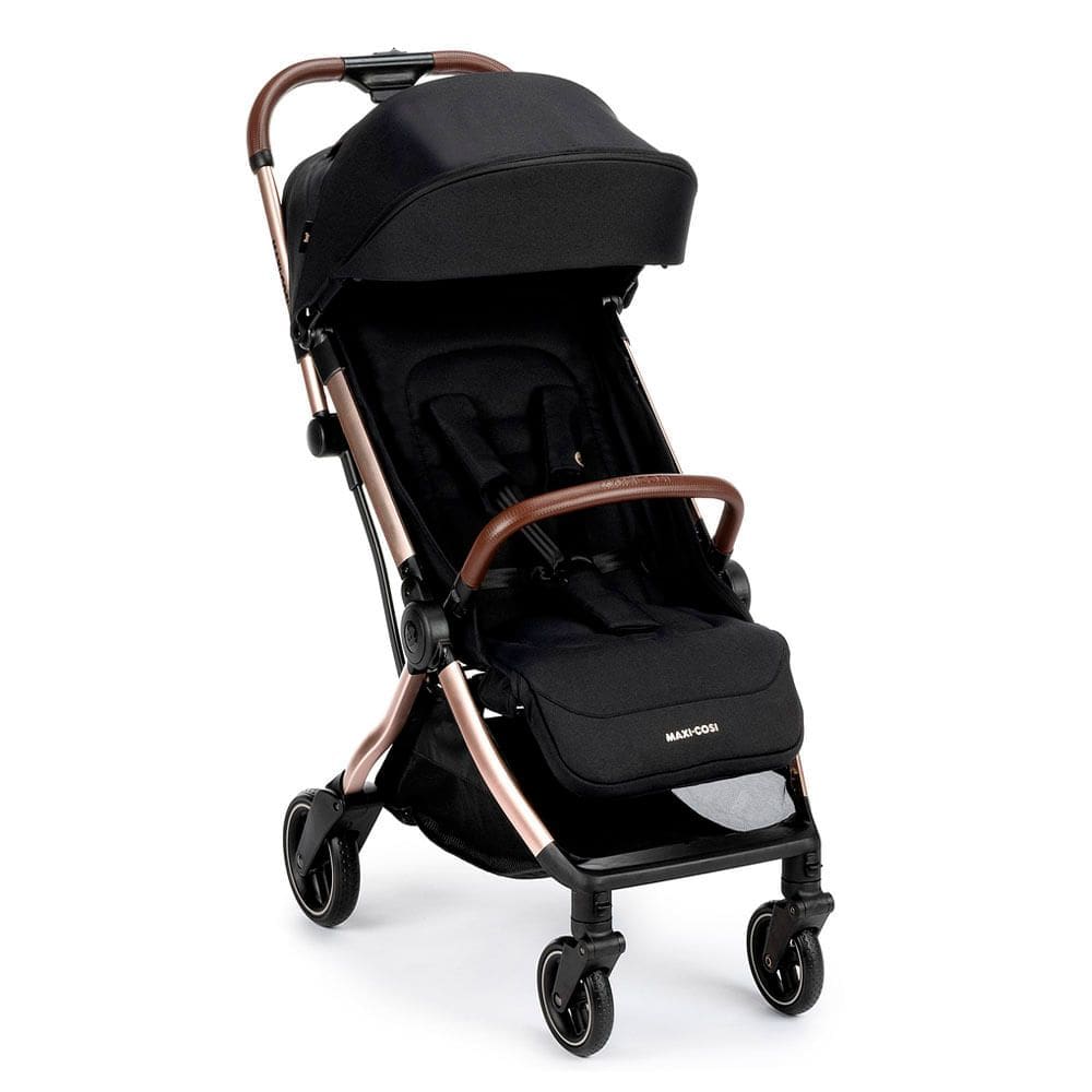 Carrinho Eva³ Maxi-Cosi 3 Posições (0 a 22kg) + Mosqueteiro + Quebra-Sol - Essential Black Champagne
