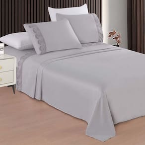 Jogo De Cama Queen Bordado Renda 3d Microfibra Acetinado
