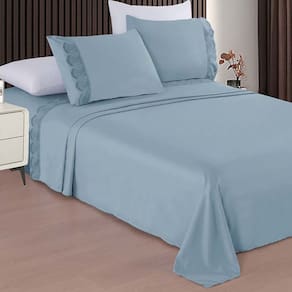 Jogo De Cama King Bordado Renda 3d Microfibra Acetinado