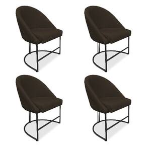 Kit 04 Cadeiras Poltrona de Jantar Bela Suede Marrom Base Metálica Industrial Preto - Pallazio