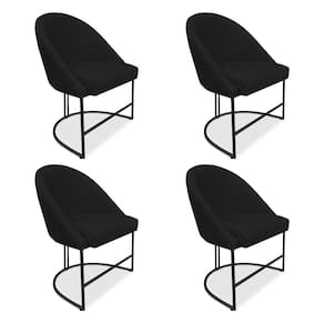 Kit 04 Cadeiras Poltrona de Jantar Bela Suede Preto Base Metálica Industrial Preto - Pallazio
