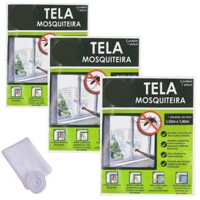 Kit 3 Tela Mosquiteira para Janela Anti-inseto 1,5x1,8 Clink