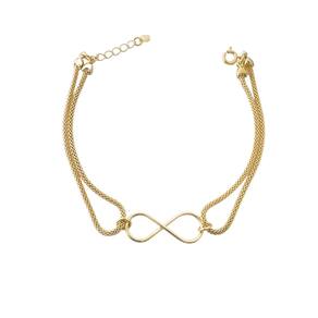 Pulseira Infinito e Malha Dupla Banhada a Ouro