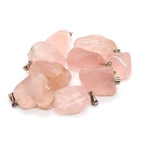 Kit Revenda 10 Pingentes de Quartzo Rosa Pedra Natural 2cm
