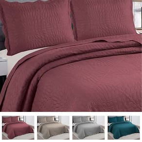 Colcha De Cama King Cobre Leito Bordado Dupla Face 3 Peças