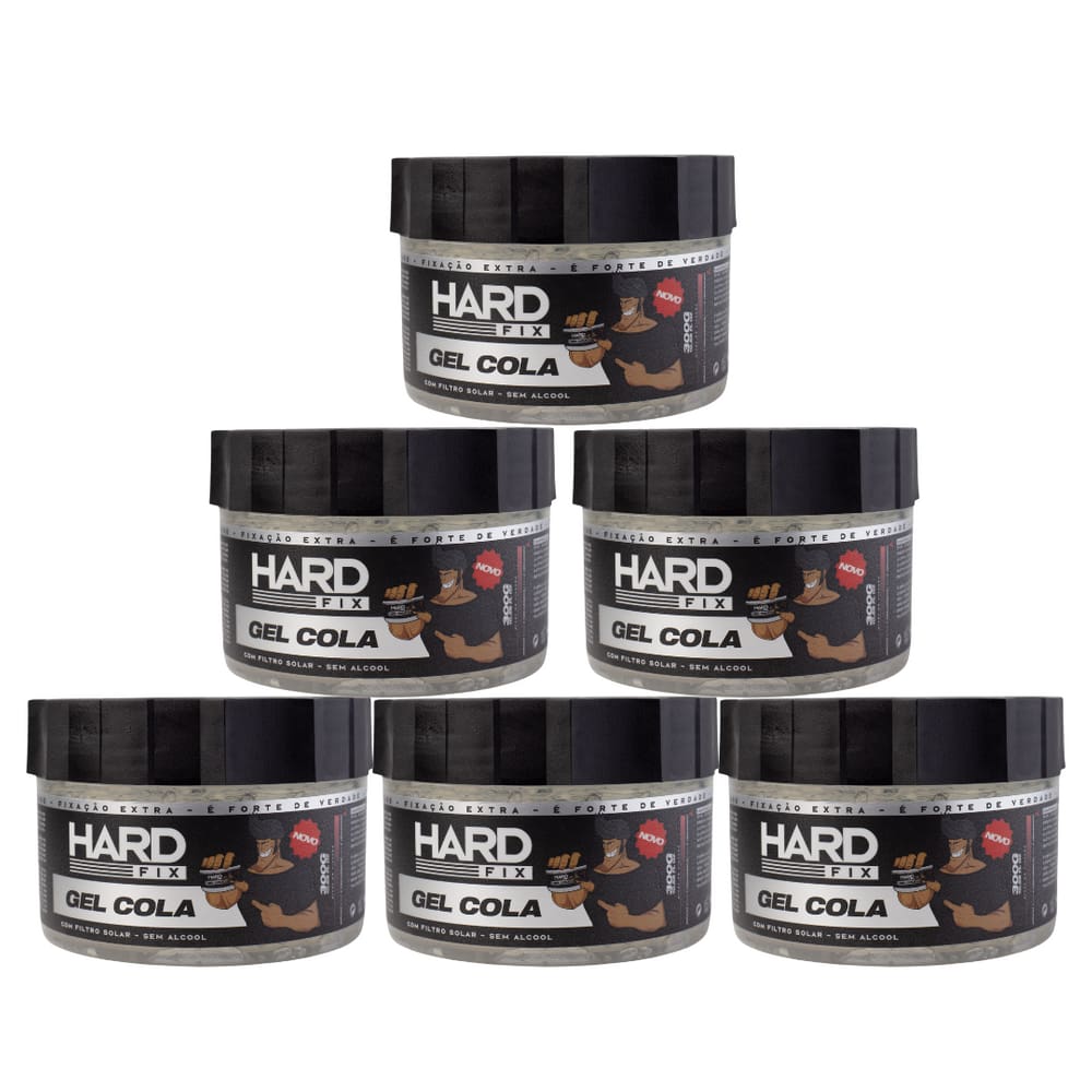 6 Unid Gel Cola Hard Fix 300Gr-  Incolor