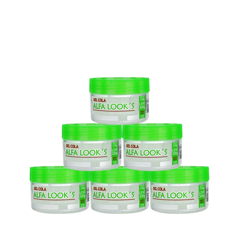 6 Unid Gel Cola Alfa Looks 300Gr-  Incolor