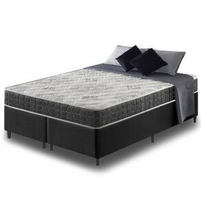Cama Box Queen Size Preto + Colchão San Francisco Ortopédico Espuma D33 158x198x54cm