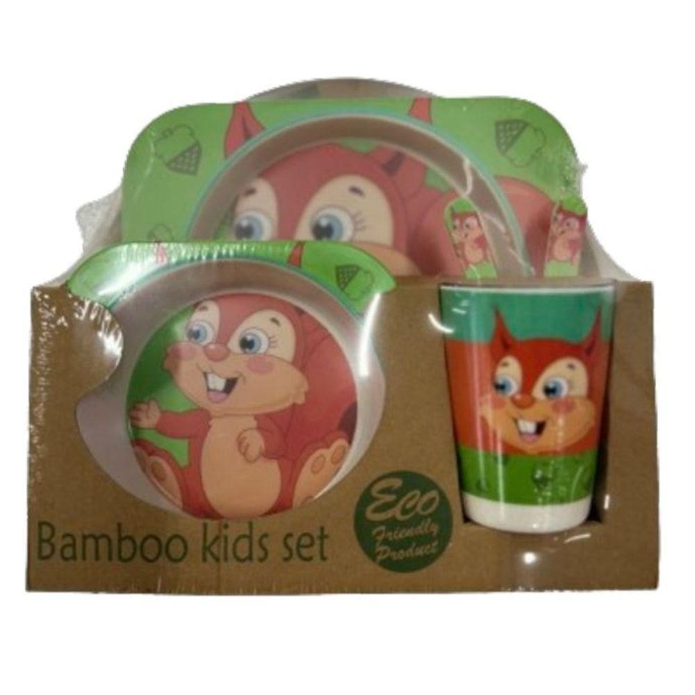 Kit P/Refeição Infantil Fibra Bambu 5PCS - Esquilo 2- Quanhe