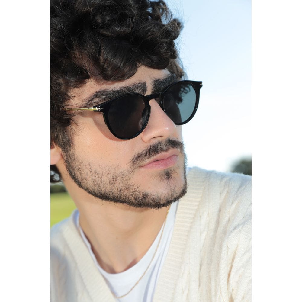 Óculos de Sol Masculino Redondo Bloom Preto - Cottage