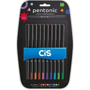 Estojo Caneta Esferográfica Cis Pentonic C/10 Cores 76.1124