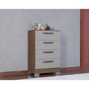 Cômoda Ambiente 867 4 Gavetas Castanho Off White - Poquema