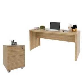 Mesa para Escritório ME4109 e Armário Gaveteiro Arquivo ME4148 Amêndoa - Tecnomobili