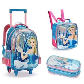 Kit Mochila, Lancheira e Estojo Da Princesa Do Gelo