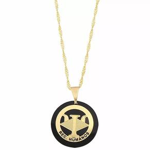 Colar Cordão Recursos Humanos RH Folheado Ouro 18k