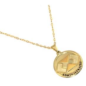 Colar Cordão Medalha Administração Folheado Ouro 18k