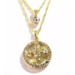 Colar Cordão Flor de Lis Letras Folheado 18k