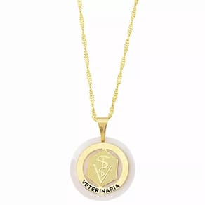 Colar Cordão Curso Veterinária Acrílico Folheado A Ouro 18k