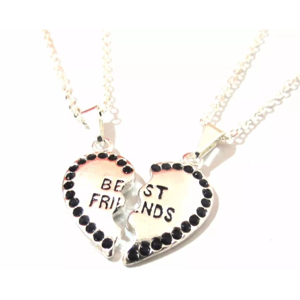 2 Colares BFF Best Amigas Folheado A Prata