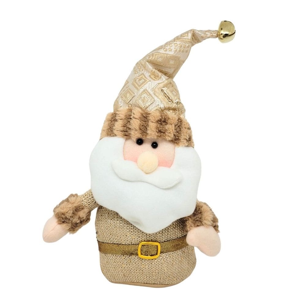 Papai Noel Decorativo Sentado Bronze e Dourado Luxo Gorrinho Guizo 34cm - E Christmas