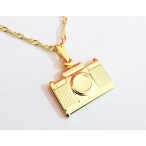 Colar Cordão Máquina Fotográfica Fotografa Folheado