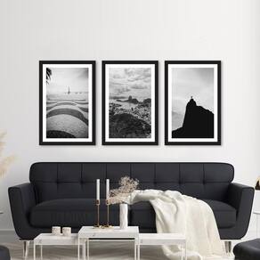 Kit 3 Quadros Decorativos Rio De Janeiro Brasil 40X60Cm