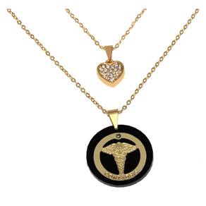 Colar Cordão Duplo Curso Contabilidade Folheado Ouro 18k