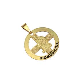 Pingente Minha Profissão Biomedicina Folheado Ouro 18k