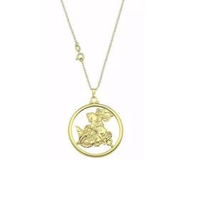 Colar Cordão São Jorge Religioso Folheado 18k